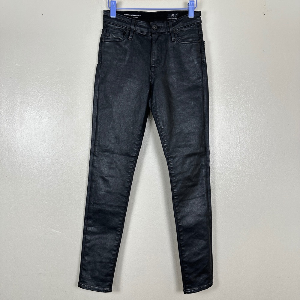 AG Adriano Goldschmied Women's 23 Farrah Skinny Ankle Coated Jeans Dark Grey